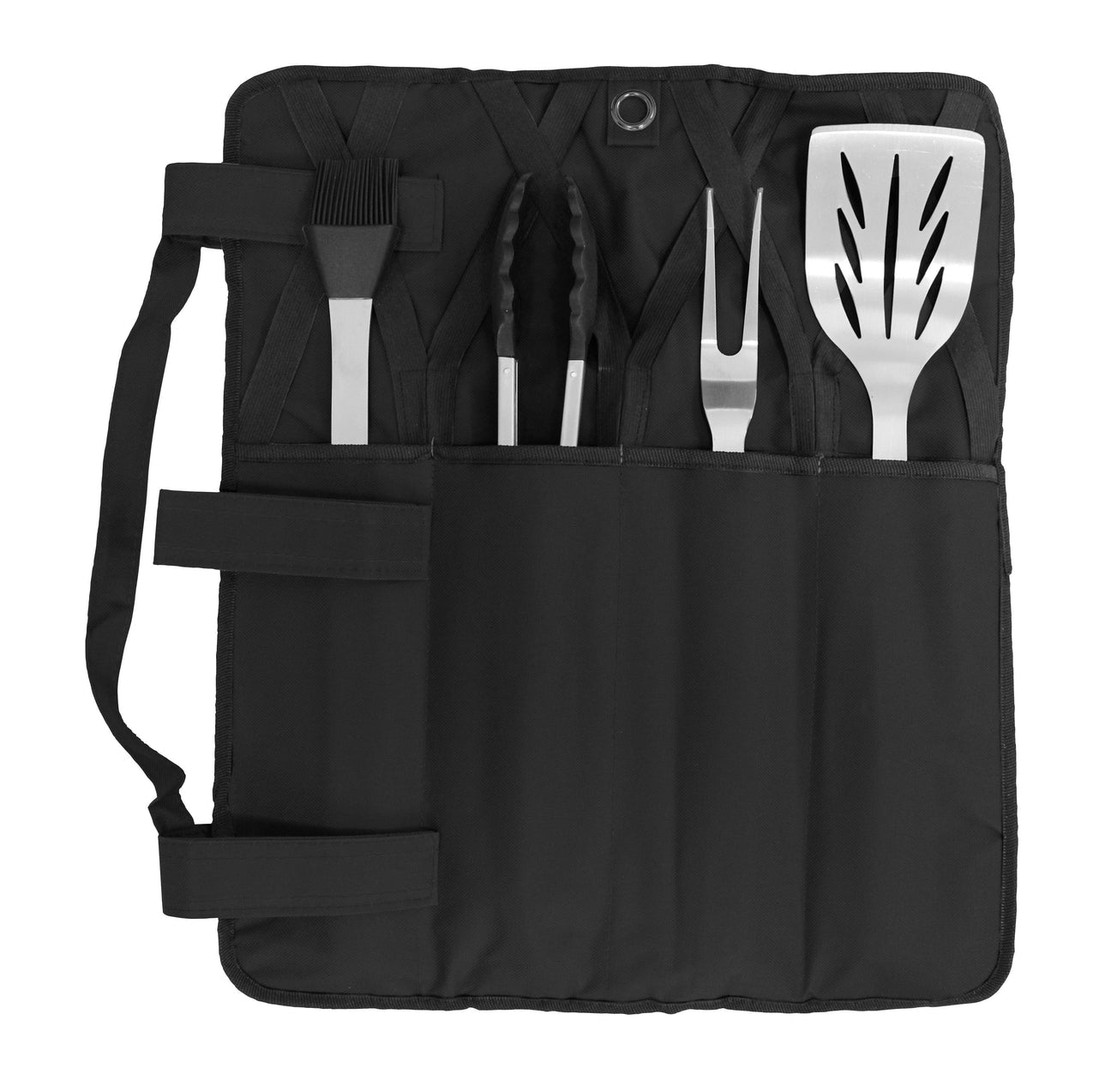 ROLL UP 4PC  BBQ TOOL SET with free bag - www.onlinebraaishop.co.za