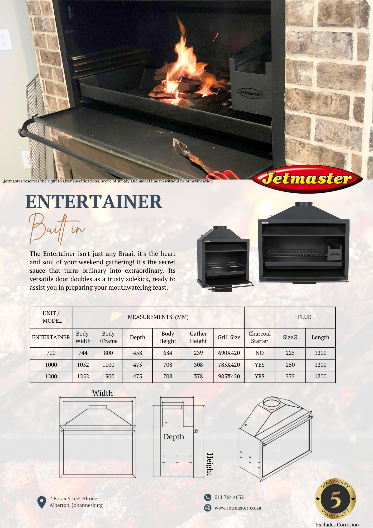 Jetmaster Entertainer 700 Built In Braai | D3000020