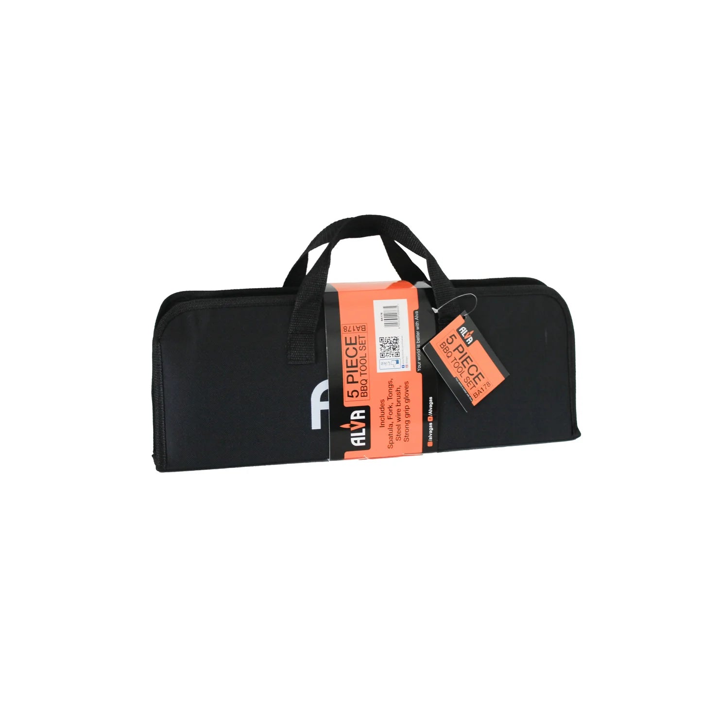 Alva 5PC BBQ Tool Set in Case (Fork / Brush / Tongs / Lifter / Glove) - www.onlinebraaishop.co.za